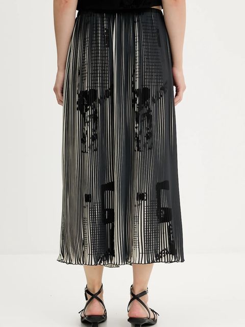 Desigual spódnica NEWSPAPERS kolor czarny midi rozkloszowana 25WWFW09 - zdjęcie produktu nr 2