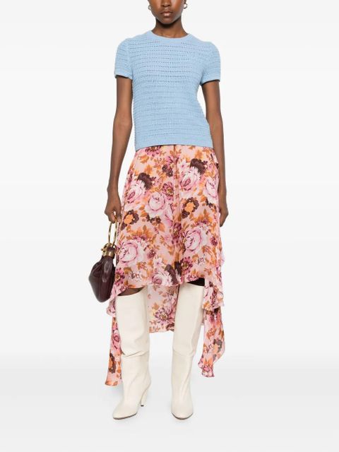 Chloé floral-print ruffled skirt - Pink