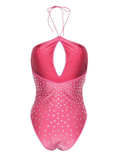Oséree crystal-embellished halterneck swimsuit - Pink
