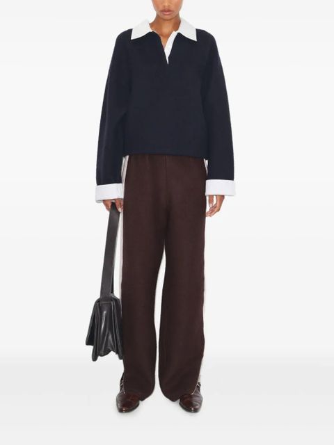 Tory Burch stripe zip japanese jersey trousers - Brown