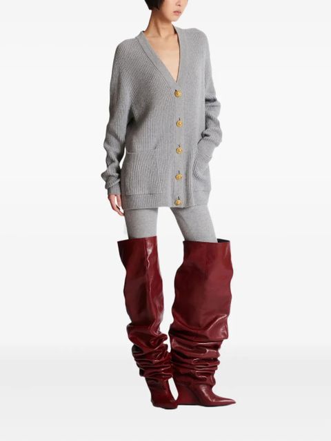 Balmain ribbed buttoned cardigan - Grey