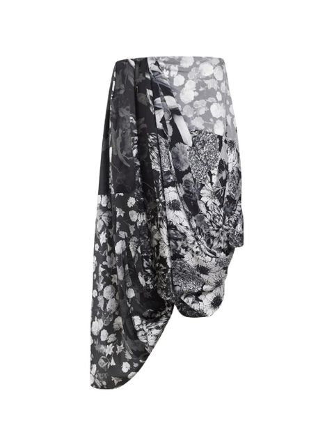 Maison Margiela floral-print draped asymmetric skirt - Black - zdjęcie produktu nr 1