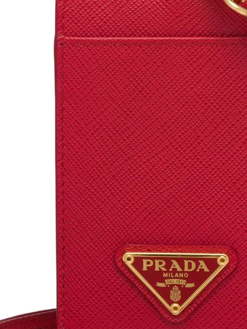 Prada logo-plaque lanyard cardholder - Red