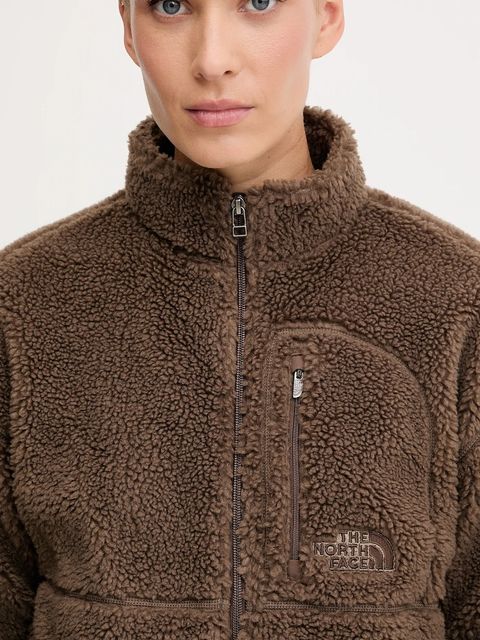 The North Face bluza polarowa TNF Extreme Pile damska kolor brązowy z kapturem gładka NF0A88ZC1OI1