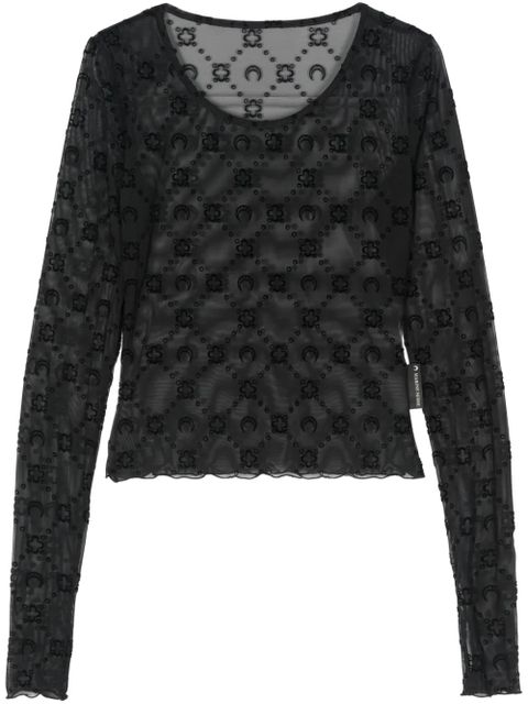 Marine Serre flocked-monogram crop top - Black - zdjęcie produktu nr 1