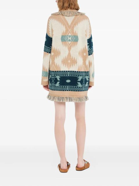 Alanui Icon jacquard fringed cardigan - Neutrals