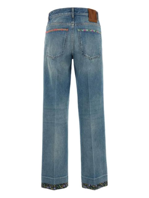 Valentino Garavani floral-trim jeans - Blue