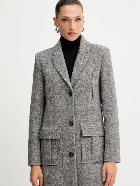 Patrizia Pepe płaszcz z dodatkiem wełny kolor szary 2O0215 A670