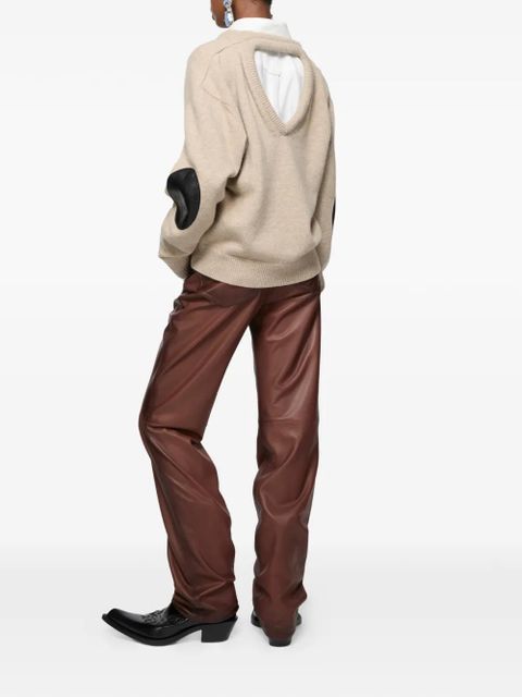 Acne Studios elbow-patch V-neck sweater - Neutrals