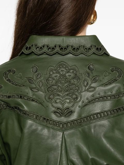 FARM Rio Richelieu Heart embroidered jacket - Green