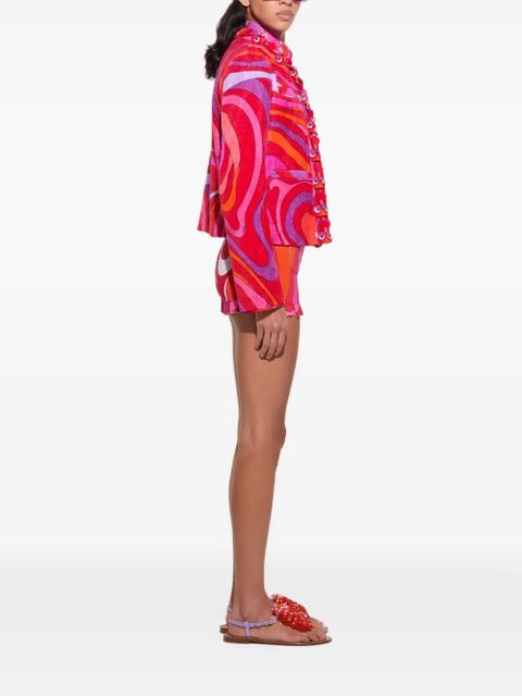 PUCCI swirl-print ruffled jacket - Red