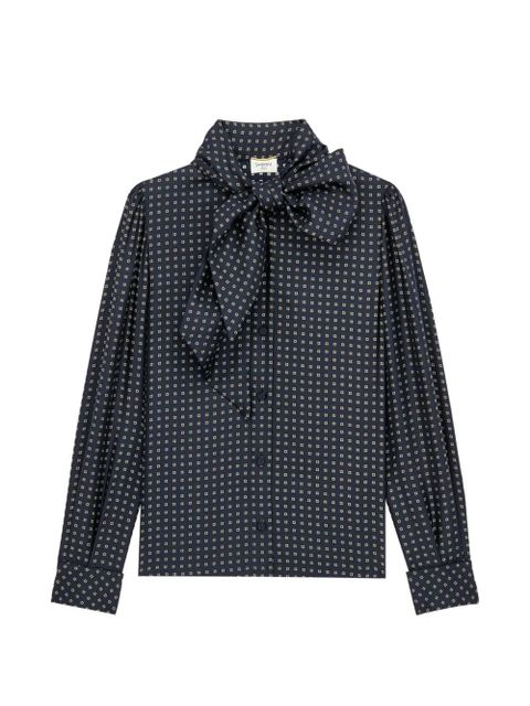 Saint Laurent geometric-print pussy-bow blouse - Blue - zdjęcie produktu nr 1