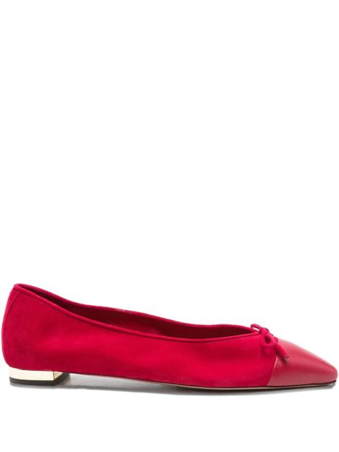 Aquazzura bow-detail cap-toe flats - Red - zdjęcie produktu nr 1