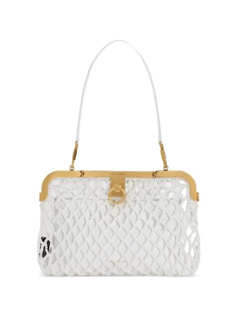 Dolce & Gabbana Amanda handbag in mesh and palmellato calfskin - White - zdjęcie produktu nr 1