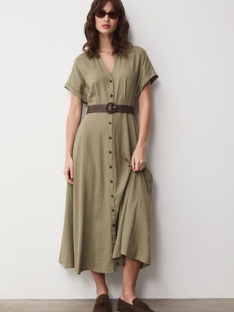 Medicine sukienka rozkloszowana z lnem - zdjęcie produktu nr 2