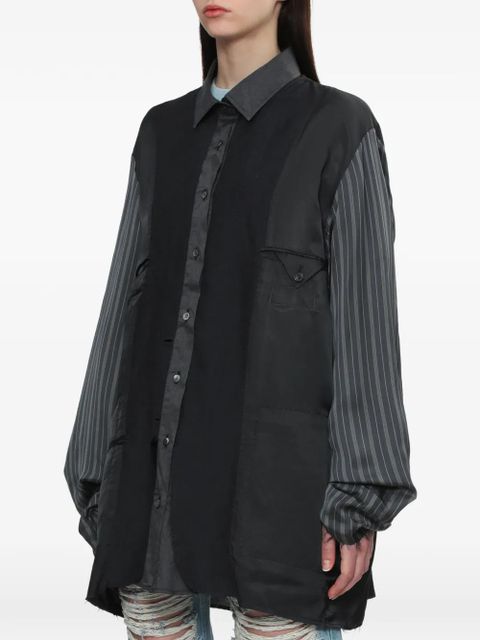 Maison Margiela striped panelled shirt jacket - Black