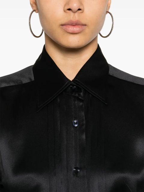 TOM FORD Camicia in Seta con Dettaglio Plissettato - Black