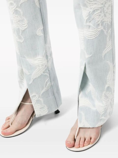 ZIMMERMANN floral-embroidery straight-leg jeans - Blue