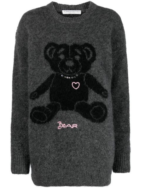 Alessandra Rich intarsia-knit teddy-bear jumper - Grey - zdjęcie produktu nr 1