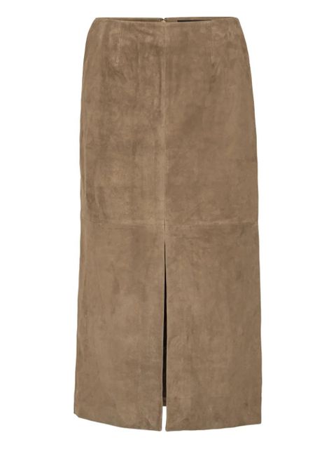 ROTATE BIRGER CHRISTENSEN slit suede midi skirt - Brown - zdjęcie produktu nr 1