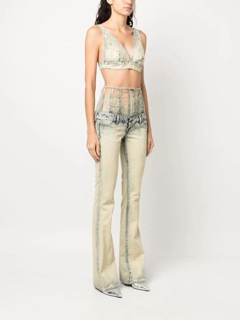 Diesel lace-high-waist flared jeans - Neutrals