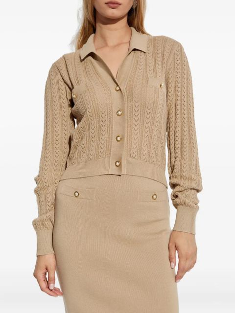 Alessandra Rich cable-knit button cardigan - Neutrals