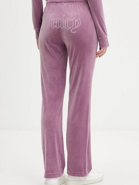 Juicy Couture spodnie dresowe welurowe damskie kolor fioletowy z aplikacją JCWBJ225307