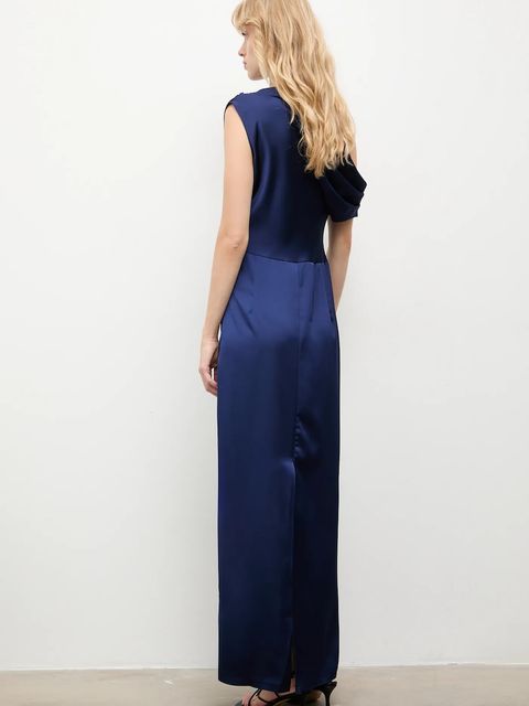 Answear.LAB sukienka kolor granatowy maxi rozkloszowana