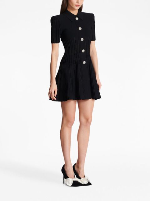 Balmain flared ribbed-knit minidress - Black