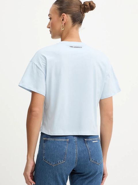 Karl Lagerfeld t-shirt bawełniany damski kolor niebieski B1W17026