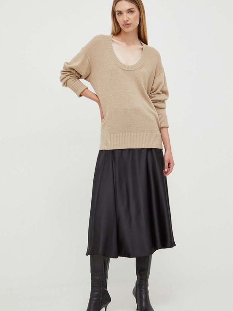 Trussardi sweter z domieszką wełny damski kolor beżowy lekki