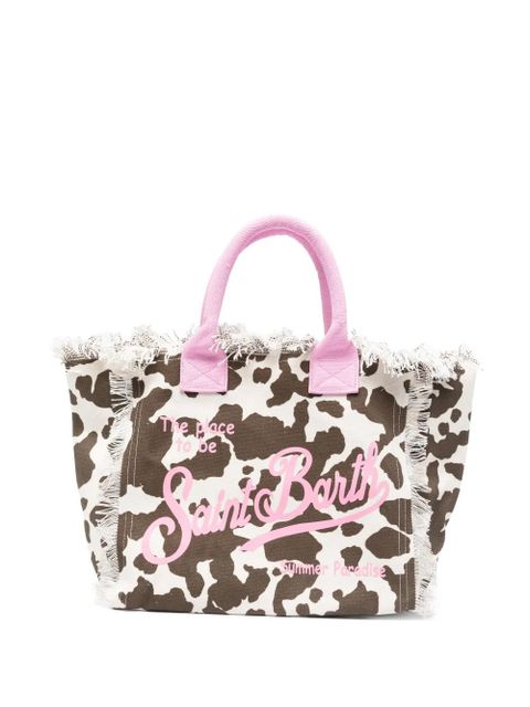 MC2 Saint Barth Vanity cow-print frayed tote bag - White - zdjęcie produktu nr 1