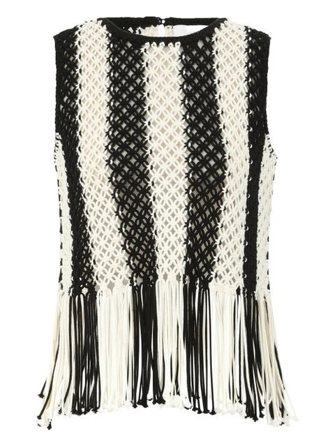 ZIMMERMANN macramé-fabric fringed-hem top - Neutrals - zdjęcie produktu nr 1
