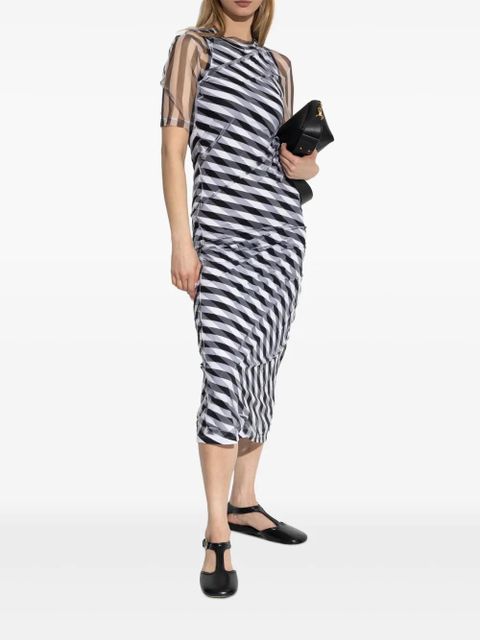 Sportmax Pausa striped mesh midi dress - Black