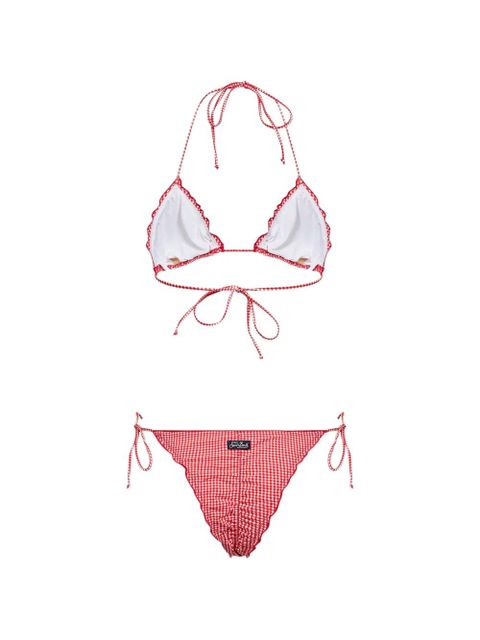 MC2 Saint Barth gingham-check triangle bikini - Red - zdjęcie produktu nr 2