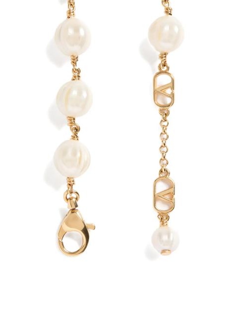 Valentino Garavani Vlogo Signature bracelet in metal with glass beads - Gold