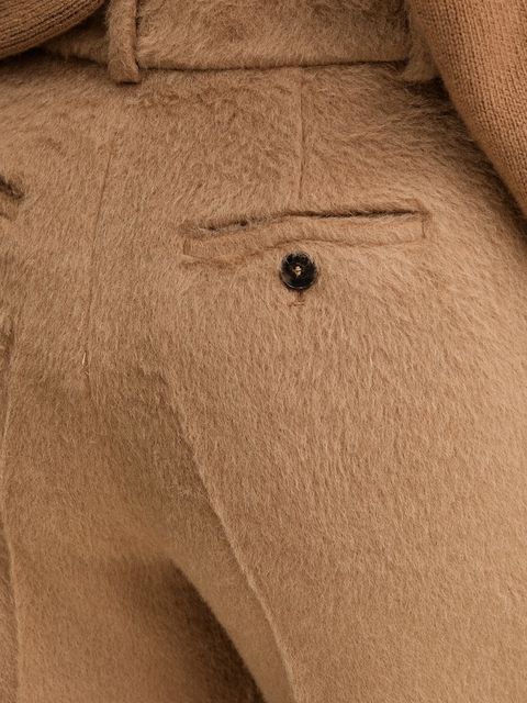 Luisa Spagnoli spodnie wełniane damskie kolor beżowy szerokie high waist 542647