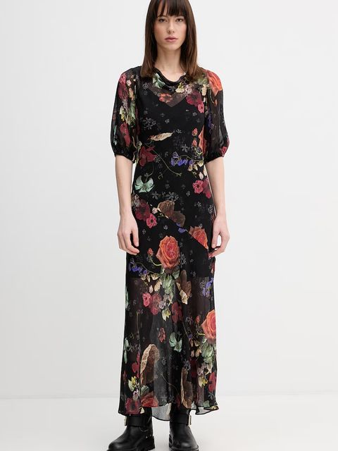 AllSaints sukienka z dodatkiem jedwabiu TIWA - zdjęcie produktu nr 1