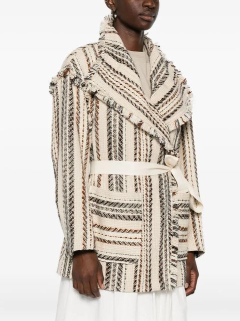 MARANT ÉTOILE Illisa striped fringed jacket - Neutrals