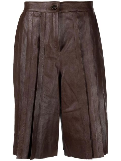 Golden Goose pleated leather shorts - Brown - zdjęcie produktu nr 1