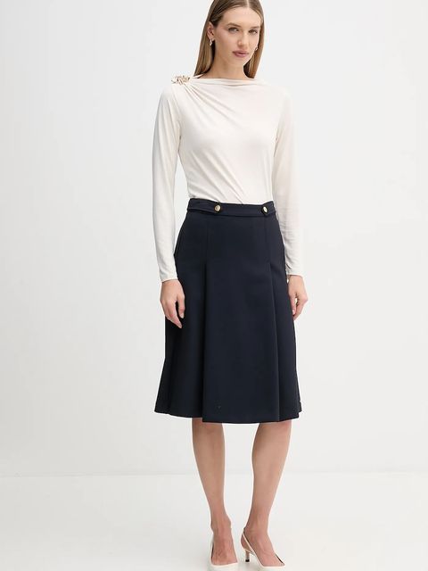 Tommy Hilfiger spódnica kolor granatowy midi rozkloszowana WW0WW48263 - zdjęcie produktu nr 2