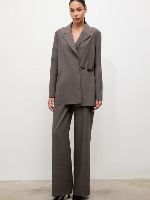 Answear.LAB spodnie damskie kolor brązowy szerokie high waist