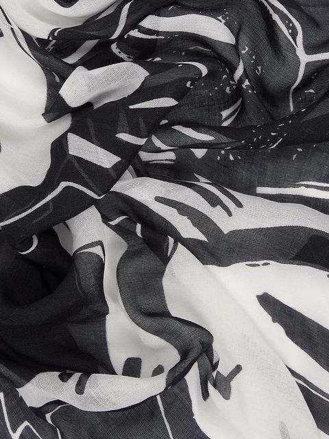 Karl Lagerfeld chusta bawełniana IKON damska kolor czarny wzorzysta A2W33076 - zdjęcie produktu nr 2