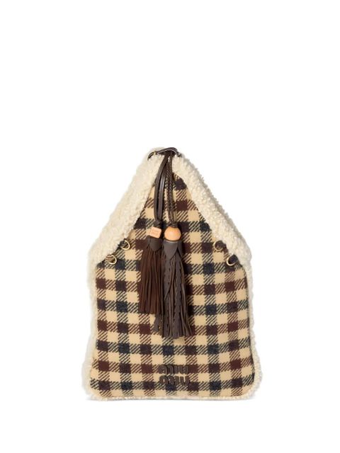 Miu Miu checked -pattern shoulder bag - Neutrals - zdjęcie produktu nr 1