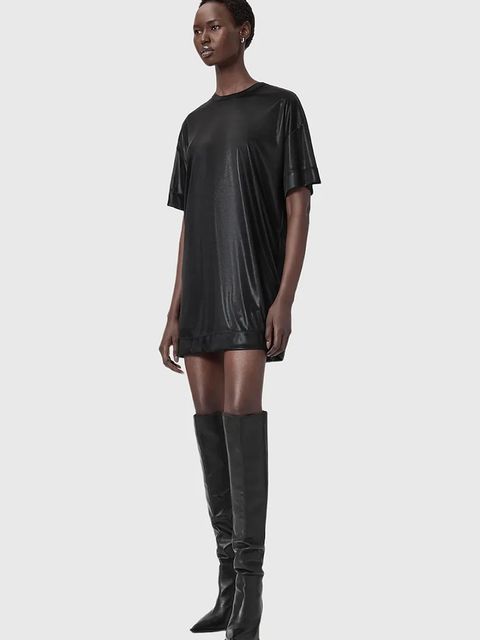 AllSaints sukienka kolor czarny mini oversize W141DD