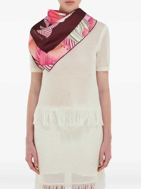 Ferragamo Brezza-print silk scarf - Pink
