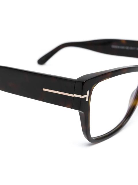 TOM FORD Eyewear logo-arm tortoiseshell glasses - Black