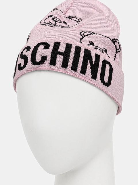 Moschino czapka z wełną kolor różowy M3321 65443