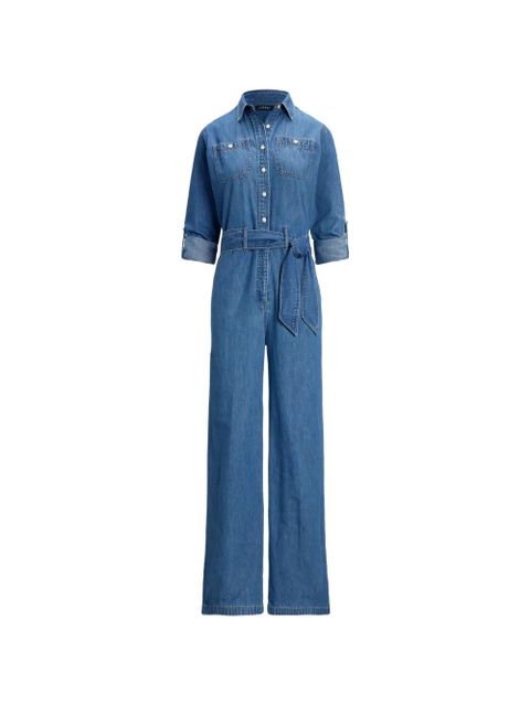 Lauren Ralph Lauren belted denim jumpsuit - Blue - zdjęcie produktu nr 1