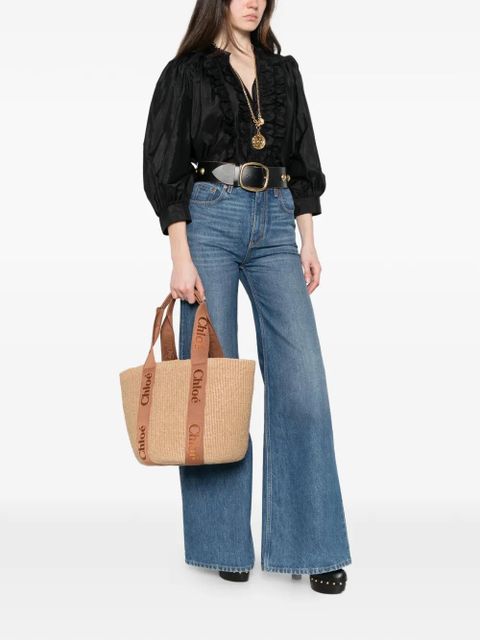 Chloé Large Woody raffia logo tote bag - Neutrals - zdjęcie produktu nr 2